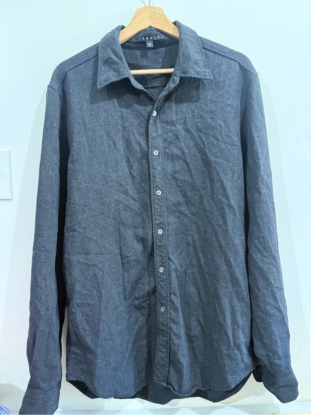 Theory Men's Button-Down Shirt in Charcoal Gray